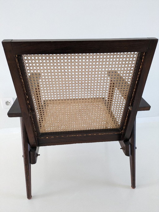 Handwoven vintage rattan lounge set, brand unknown, in excellent condition
