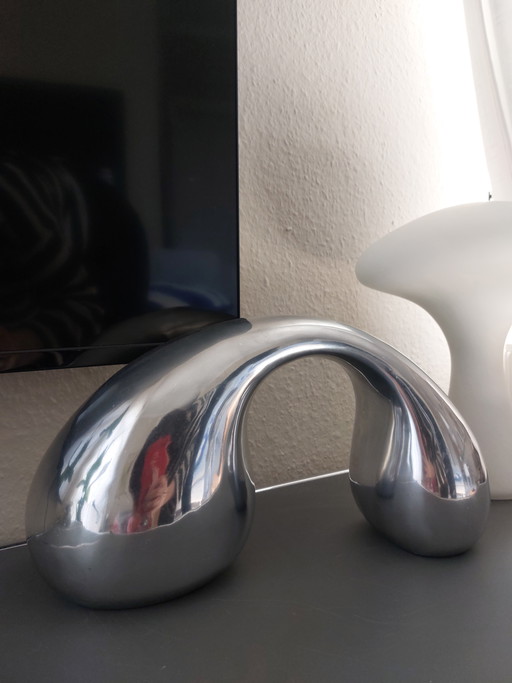 Sculpture biomorphique vintage Ikea Globular Peter et Eva Moritz, en aluminium chromé, années 90