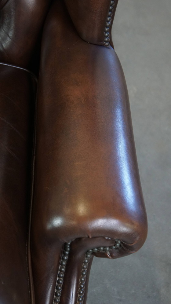 Image 1 of Beef Leather Chesterfield Ear Armchair