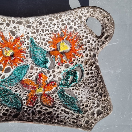 Image 1 of mid century Fat Lava flowers fruitschaal Vallauris France 