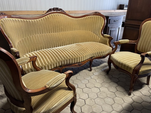DIVANO ANTICO LUIGI XV set con 2 poltrone