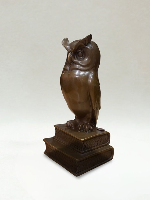 Art Deco bronzen uil – Gesigneerd C. Potter – Gegarandeerd Parijs brons – Boekvoet