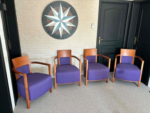 4 x Andreu World Valencia armchairs fabric/cherry wood