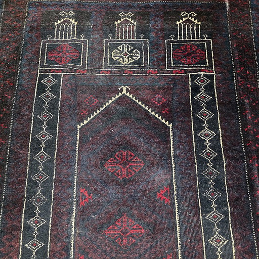 Vecchio tappeto Baluch in lana annodato a mano, metà del XX secolo