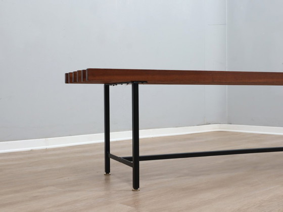 Image 1 of Panca in teak a doghe con struttura in ferro, metà secolo, Italia, anni '50