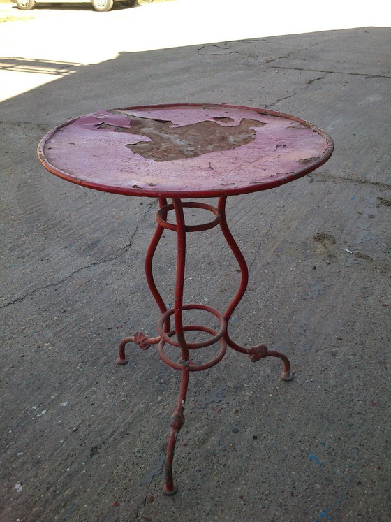 Vintage rode bistrotafel, jaren 50 – Eettafels, Metaal (photo 5 of 6)