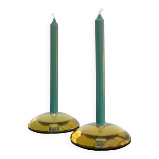 Bougeoirs en verre par Anne Nilsson pour Kosta, années 2000, set de 2