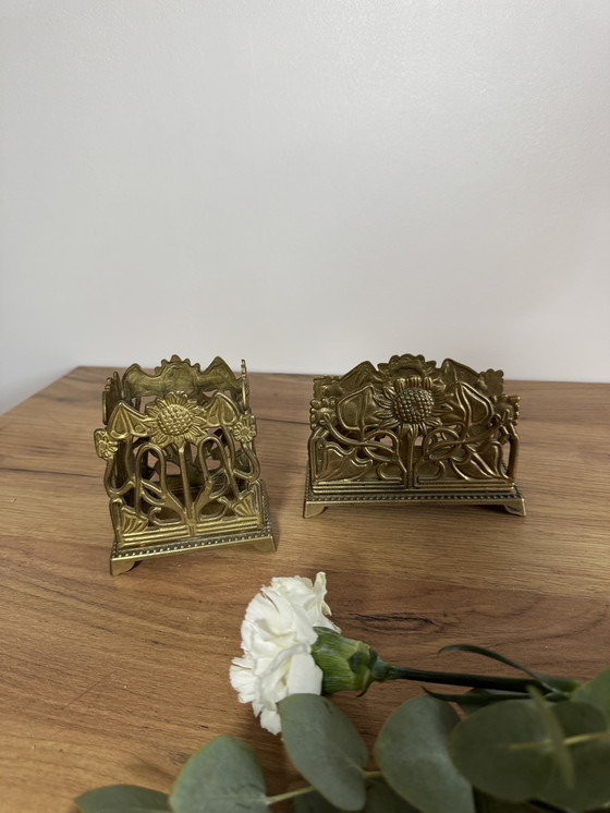 Image 1 of Vintage Brass Letter Holder and Pencil Holder