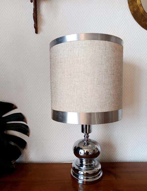 Chrome lamp in the style of Philippe Barbier, 1970