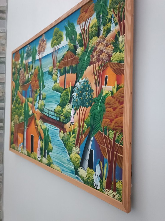 Image 1 of Oils on canvas, Caribbean Market Village, Felis Doyvi