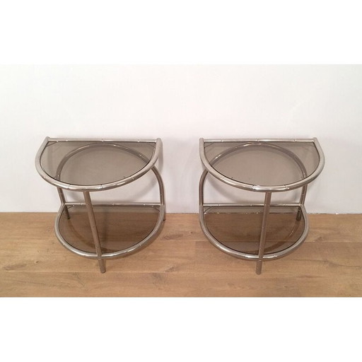 Paire de bouts de canapé arrondis vintage, 1970
