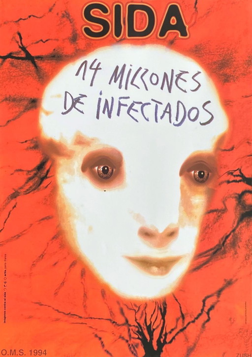 Alberto Porta ZUSH 14 millones de infectados (SIDA) originele poster 1994