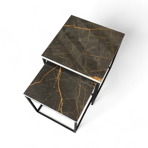 Image 1 of Juego de mesa auxiliar de mármol piedra natural