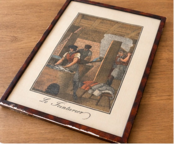 Stampa tessile vintage su lino "Le Teinturier" - incorniciata – Stampe artistiche, Glass, Textile (photo 5 of 5)
