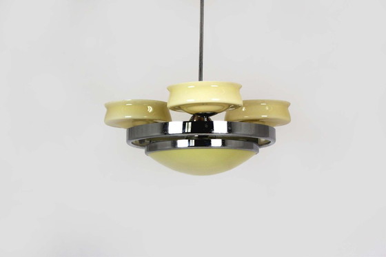 Image 1 of Bauhaus Chrome Chandelier from Zukov, 1940s
