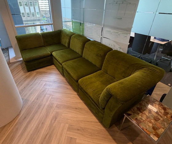 Image 1 of Divano modulare vintage in velluto verde muschio