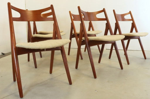Set 6 Hans Wegner Carl Hansen CH29 chairs sawbuck vintage Danish
