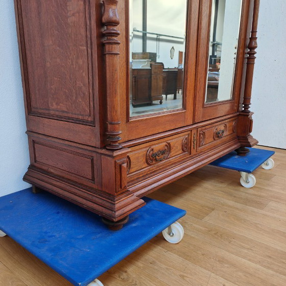 Image 1 of Antieke kledingkast garderobekast spiegelkast demontabel