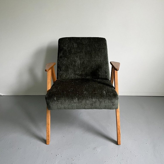 Restored Vintage Mid Century Modern Armchair in Forest Green – BuashkoGarage, Wood (photo 2 of 13)