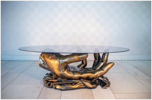 Superb coffee table, Hollywood regency, 1980