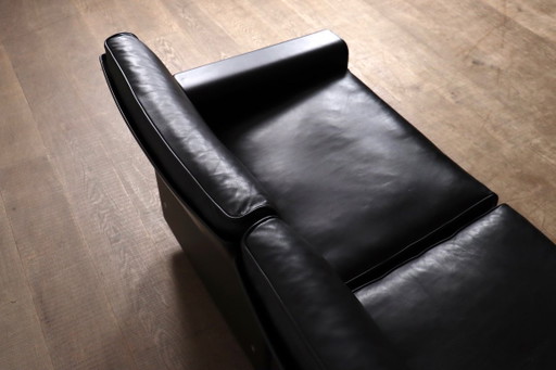 Dieter Rams Modell 620 Zweisitzer-Sofa aus schwarzem Leder für Vitsoe, 1980er Jahre