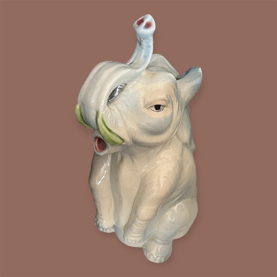 Image 1 of Antique Majolica elephant carafe izgst