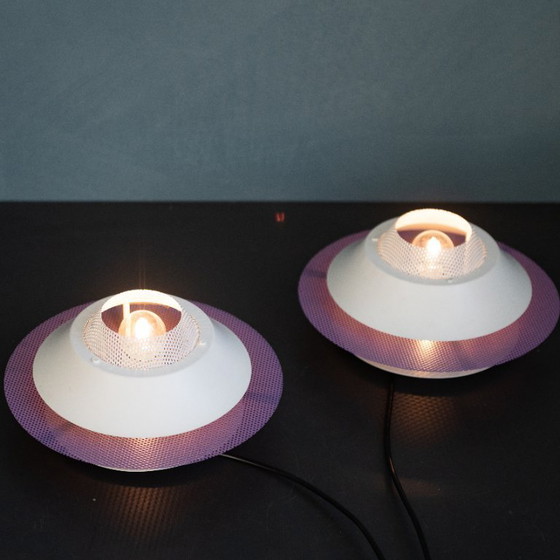 Image 1 of Lampes de plafond Jeka n° 3005-V, ensemble de 2 lampes en métal violet et blanc danois