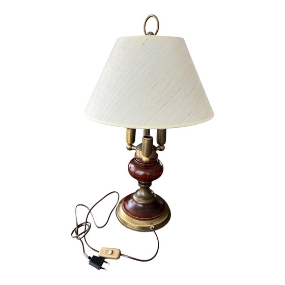 Set di 2 lampade vintage, Lampade da tavolo, Tessile, Legno, Beige (foto 2 di 15)
