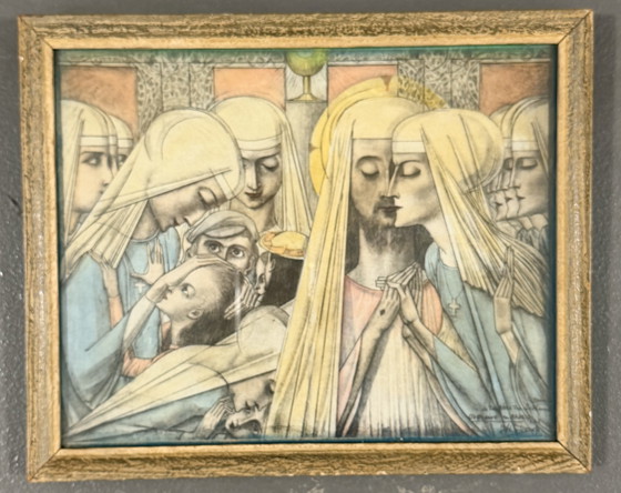 Jan Toorop 1858-1928 / Litografía Original - Las Hermanas Activas Y Meditantes De Betania 1923 (photo 5 of 8)