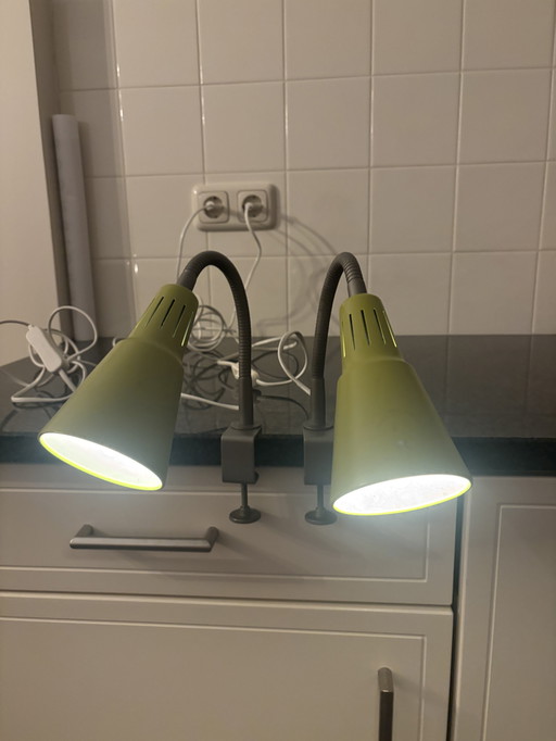 Vintage IKEA Kvart table lamps/desk lamps lime green
