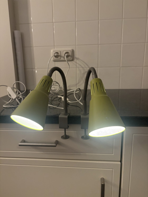 Image 1 of Vintage IKEA Kvart table lamps/desk lamps lime green