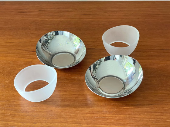 Image 1 of 2 Bougeoirs à cire Stelton Denmark Opal Chrome