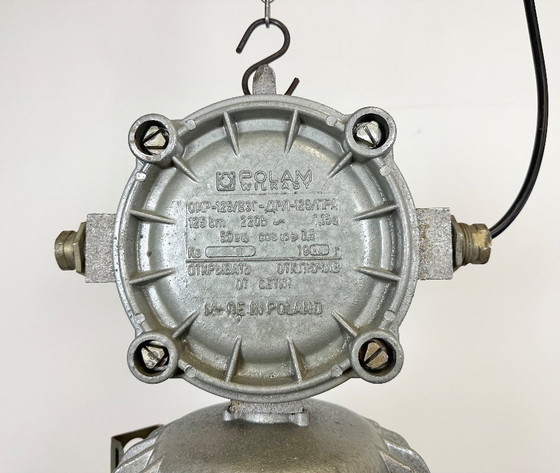 Image 1 of Large Industrial Cast Aluminium Cage Pendant Light from Polam Wilkasy, 1970s