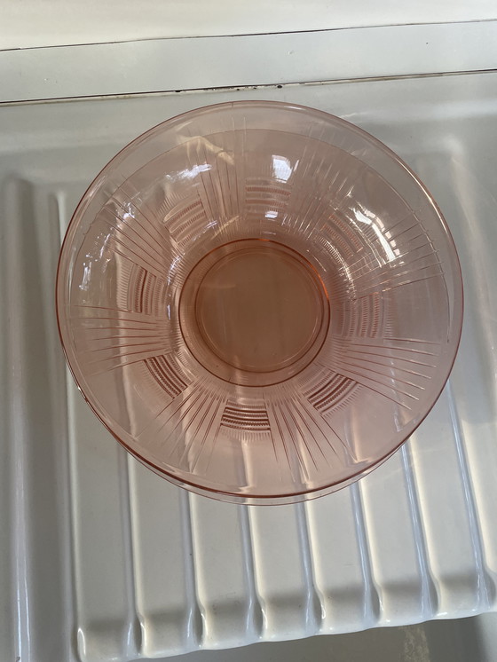 Image 1 of Ciotola + piatto in vetro Luxval, stile Art Déco belga, anni '30