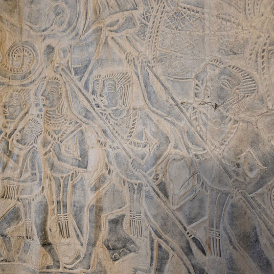 Image 1 of Antigua impresión de frotamiento del templo de Angkor Wat, mediados del siglo XX