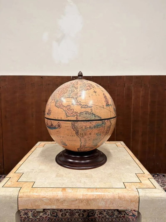 Classic Italian Zoffoli Table Barglobe, Barstools, Bronze, Wood (photo 2 of 11)