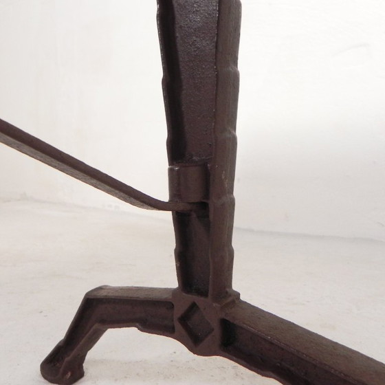 Image 1 of Bistro Table with Oak Top on Cast Iron Frame, 1930s