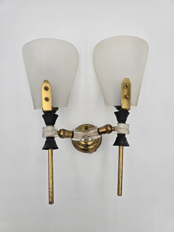 Image 1 of 70'S Brass And Plexiglas Wall Sconce