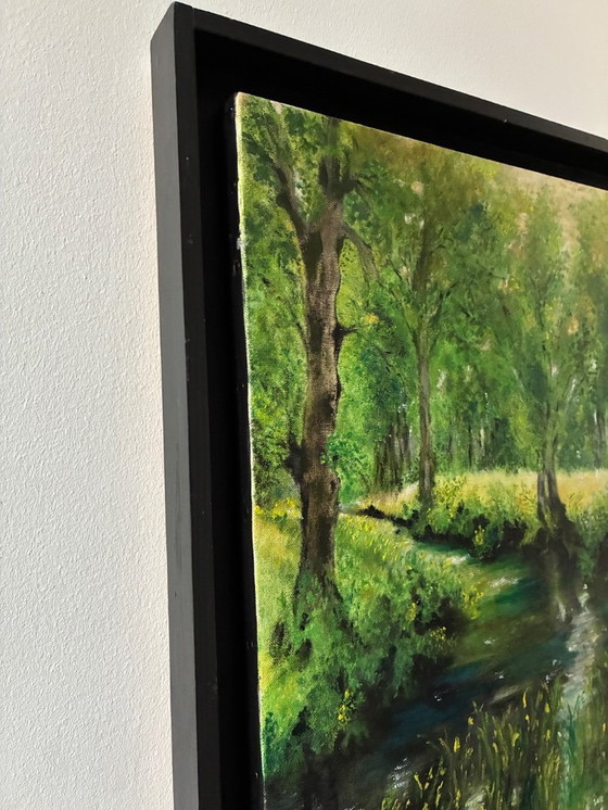 Image 1 of Oil on canvas "Stream in the undergrowth"