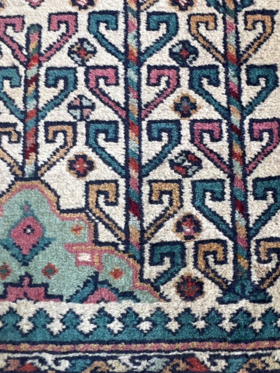 Image 1 of Handgeknoopte Kazak loper wit 73x315cm