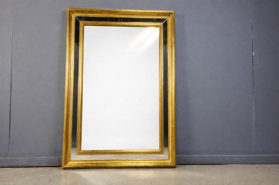 Image 1 of XL vergulde houten spiegel, jaren 70