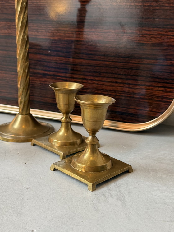 Image 1 of Set di candelieri vintage in ottone – mix – Hollywood Regency