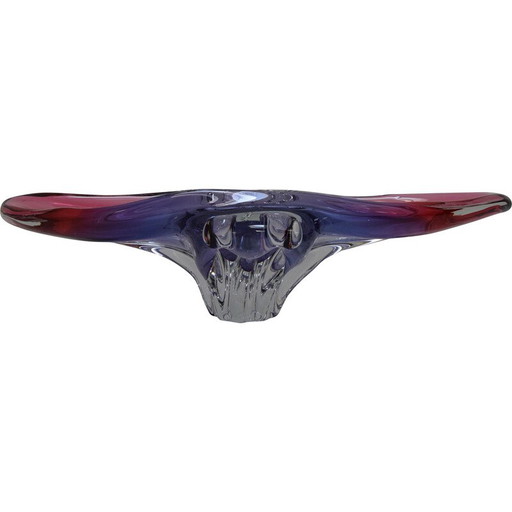 Vintage Art Glass Oblong kom van Josef Hospodka voor Glasswork Chřibská, Tsjecho-Slowakije 1960