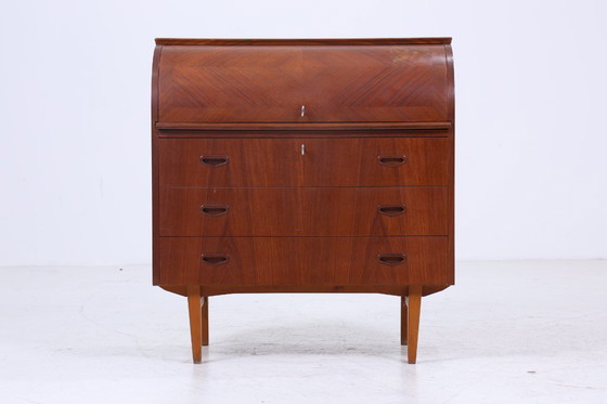 Image 1 of Mooi teak vintage secretaire bureau 60s | Mid Century bureau kast werktafel retro hout opslag #07-12