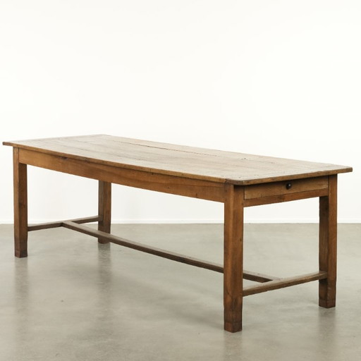 Large antique French farmhouse dining table made of oak from the early 1800s