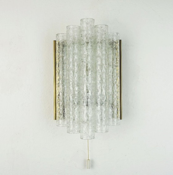 Image 1 of no. 2/2 - doria mid century WALL LAMP sconce with 5 glass tubes 1960s ice glass lamp - 2 available