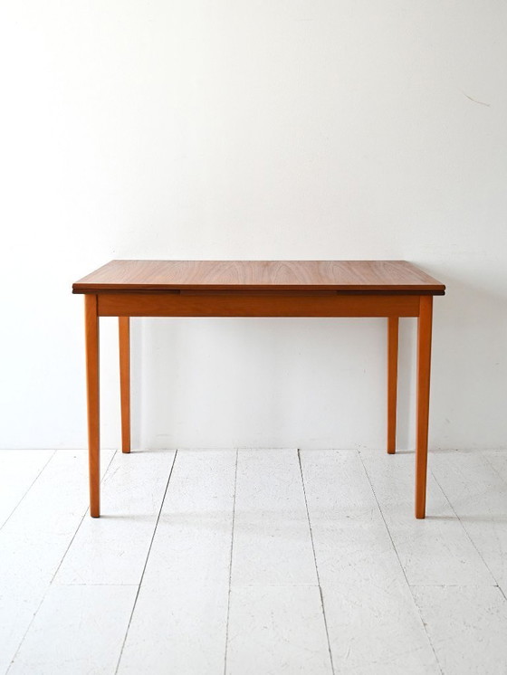 Image 1 of 1950s Scandinavian Table with Teak Top and Extensions