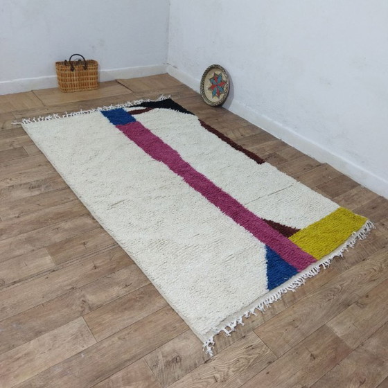 Image 1 of Handmade Moroccan Berber Rug – Modern Abstract Wool Carpet (245 × 150 cm)