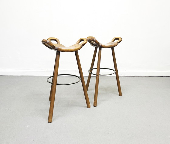 Image 1 of 1/12 Brutalist Marbella Barhocker Bar Stool Set Sergio Rodrigues