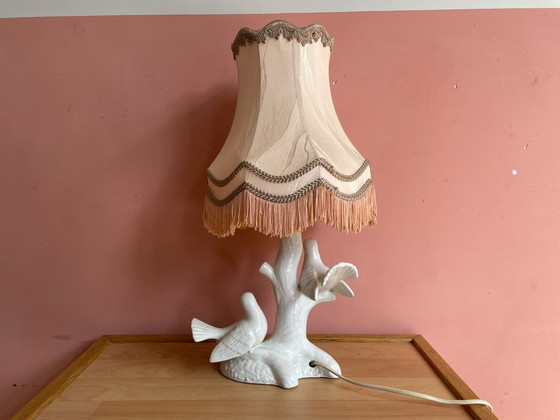 Lampada da tavolo italiana vintage Uccelli – Lampade da tavolo, Ceramic, Textile (photo 4 of 6)